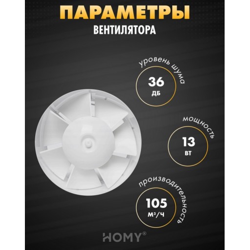 Теневая решетка с вытяжным вентилятором Homy Air 150 A100BRS с регулировкой — круг, черная
