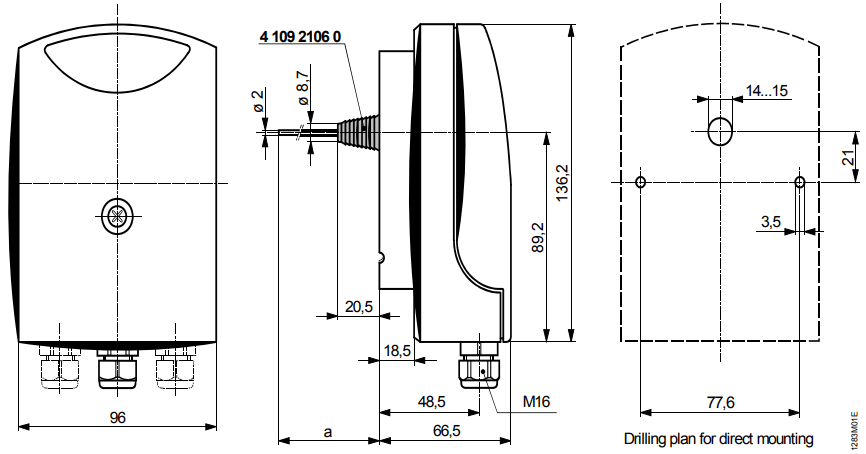 Термостат защиты от замерзания Siemens QAF64.2 - Размеры 1