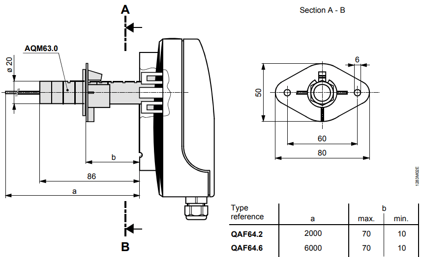 Термостат защиты от замерзания Siemens QAF64.2 - Размеры 2